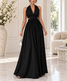 Ladies Black Halter Neck Maxi Dress - StylePhase SA