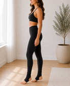 Ladies Black High Rise Stirrup Leggings - StylePhase SA