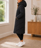 Ladies Black Long Drawstring Lined Hoody Jacket - StylePhase SA