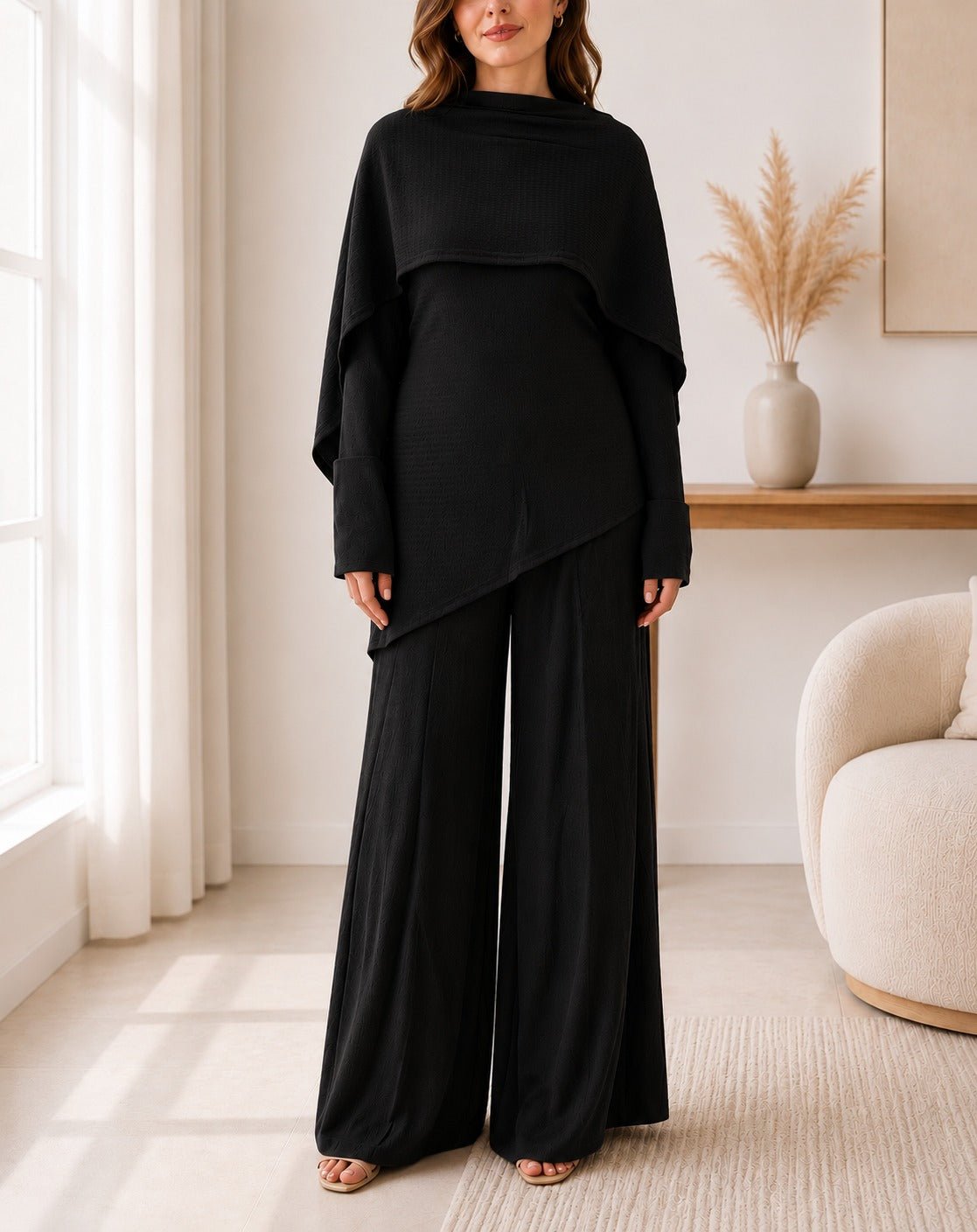 Ladies Black New Feeling Modest Three Piece Set - StylePhase SA