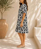 Ladies Black Paisley Button Front Dress - StylePhase SA