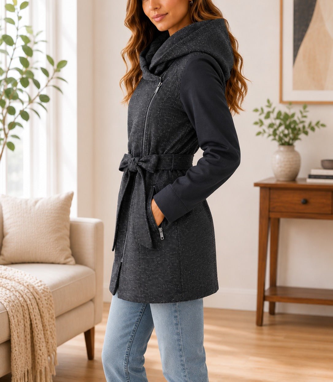 Ladies Black Wool Blend Zip Jacket - StylePhase SA