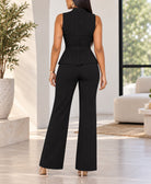 Ladies Black Wrap-Style Peplum Two-Piece Set - StylePhase SA