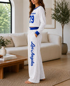 Ladies Blue Baseball Printed Two Piece Set- New Feeling - StylePhase SA