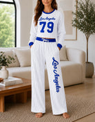 Ladies Blue Baseball Printed Two Piece Set- New Feeling - StylePhase SA