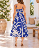 Ladies Blue Floral Cut Out Detail Dress - StylePhase SA