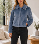 Ladies Blue Fur Crop Jacket - StylePhase SA