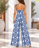 Ladies Blue Medallion Print Tie Strap Jumpsuit - StylePhase SA