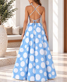 Ladies Blue Polka Dot Tie Back Dress - StylePhase SA