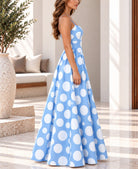 Ladies Blue Polka Dot Tie Back Dress - StylePhase SA