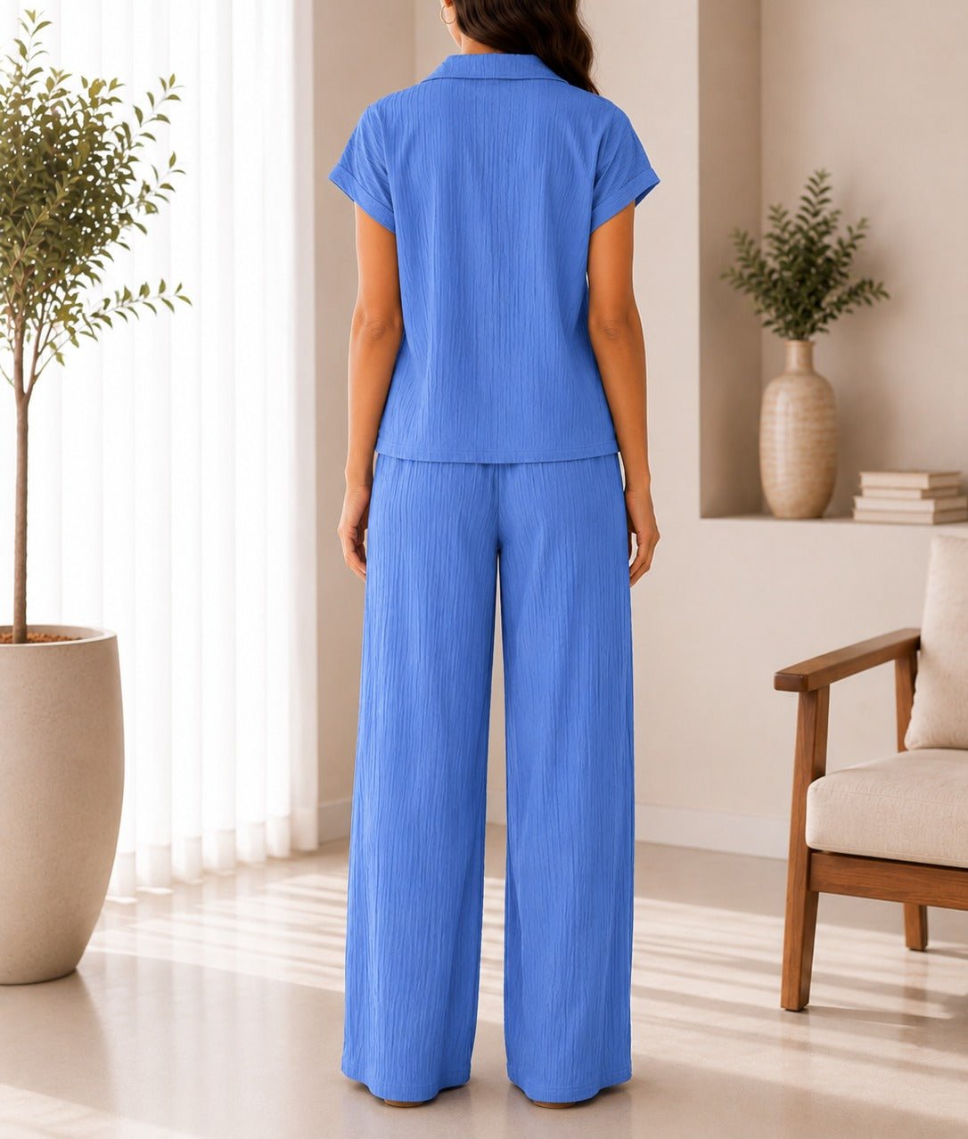 Ladies Blue Textured Two-piece New Feeling Set - StylePhase SA