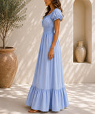 Ladies Blue Tie Front Tier Dress - StylePhase SA