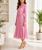 Ladies Blush Bow Pleated Dress - StylePhase SA