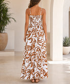 Ladies Brown And White Patterned Maxi Dress - StylePhase SA