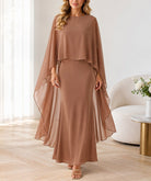 Ladies Brown Cape Sleeve Two Piece Set - New Feeling - StylePhase SA