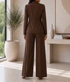Ladies Brown Double Breasted Blazer & Wide Leg Trouser Set - StylePhase SA