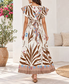 Ladies Brown Fern Print Maxi Dress - StylePhase SA
