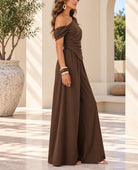 Ladies Brown Off Shoulder Pants Two Piece Set - StylePhase SA