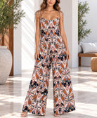 Ladies Brown Paisley Print Tie Strap Jumpsuit - StylePhase SA
