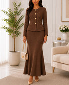 Ladies Brown Rib Two Piece Set- New Feeling - StylePhase SA