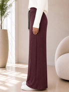 Ladies Brown Ribbed Knit Wide Leg Pants - StylePhase SA