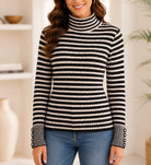 Ladies Brown Stripe Turtle Neck Jersey - StylePhase SA
