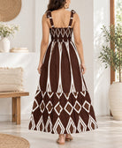 Ladies Brown Tie Strap Maxi Tier Dress - StylePhase SA