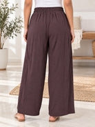 Ladies Brown Wide Leg Drawstring Pocket Pants - StylePhase SA