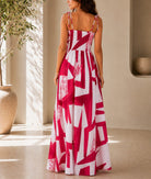 Ladies Cerise And White Strappy Maxi Dress - StylePhase SA