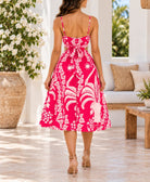 Ladies Cerise Floral Cut Out Detail Dress - StylePhase SA