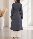 Ladies Charcoal Check Side Collar Melton Coat - StylePhase SA