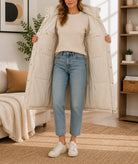 Ladies Cream Button Front Hoody Jacket - StylePhase SA