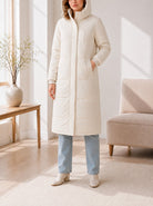 Ladies Cream Button Front Hoody Jacket - StylePhase SA