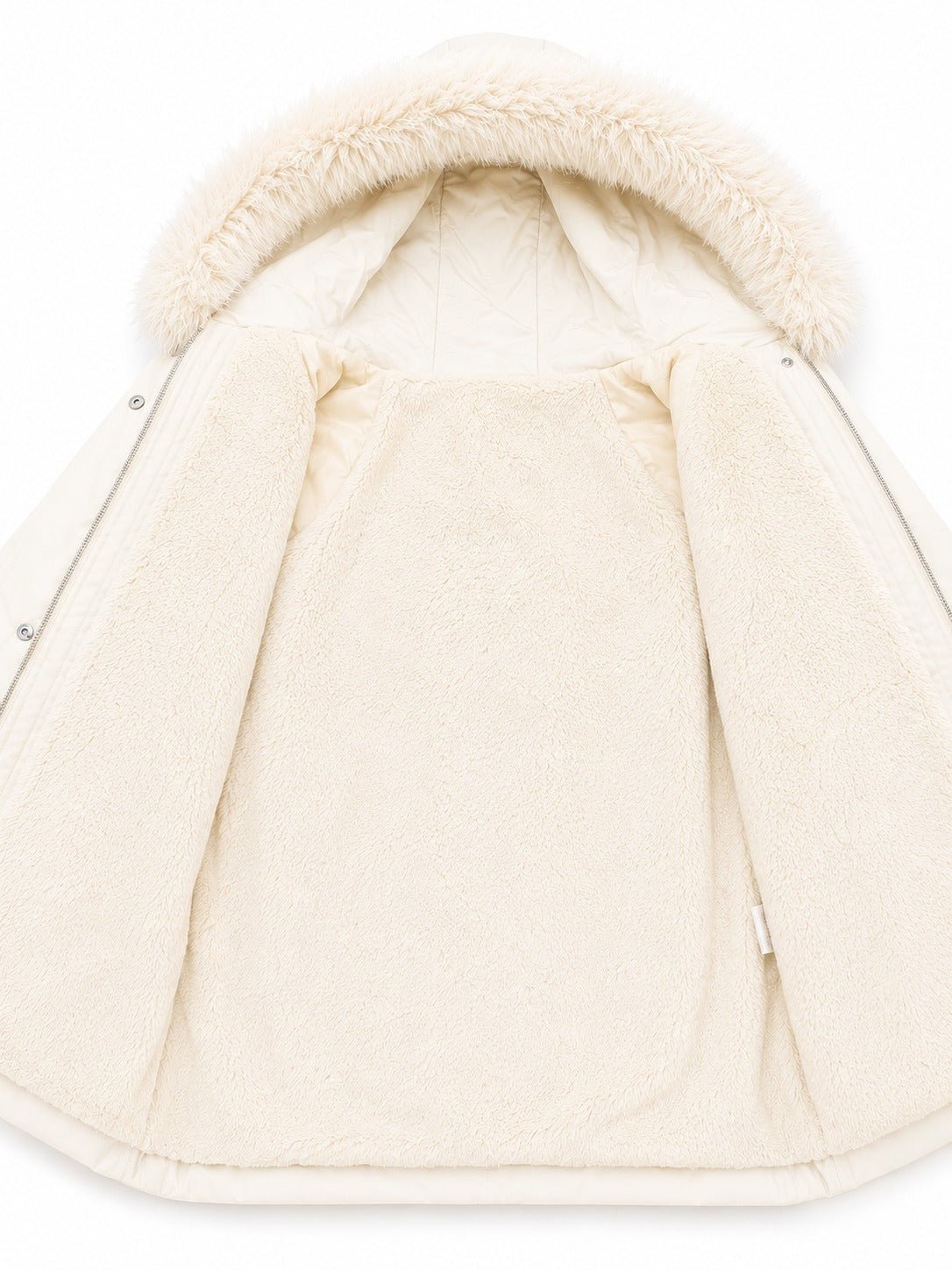 Ladies Cream Faux Fur Trim Hoody Jacket - StylePhase SA