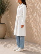 Ladies Cream Pleated Button Detail Melton Coat - StylePhase SA
