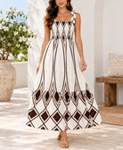 Ladies Cream Tie Strap Maxi Tier Dress - StylePhase SA