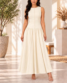 Ladies Cream Zip Back Button Front Dress - StylePhase SA