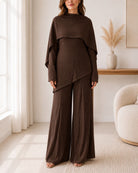 Ladies Dark Brown New Feeling Modest Three Piece Set - StylePhase SA