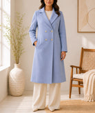Ladies Double Breast Melton Coat -Baby Blue - StylePhase SA