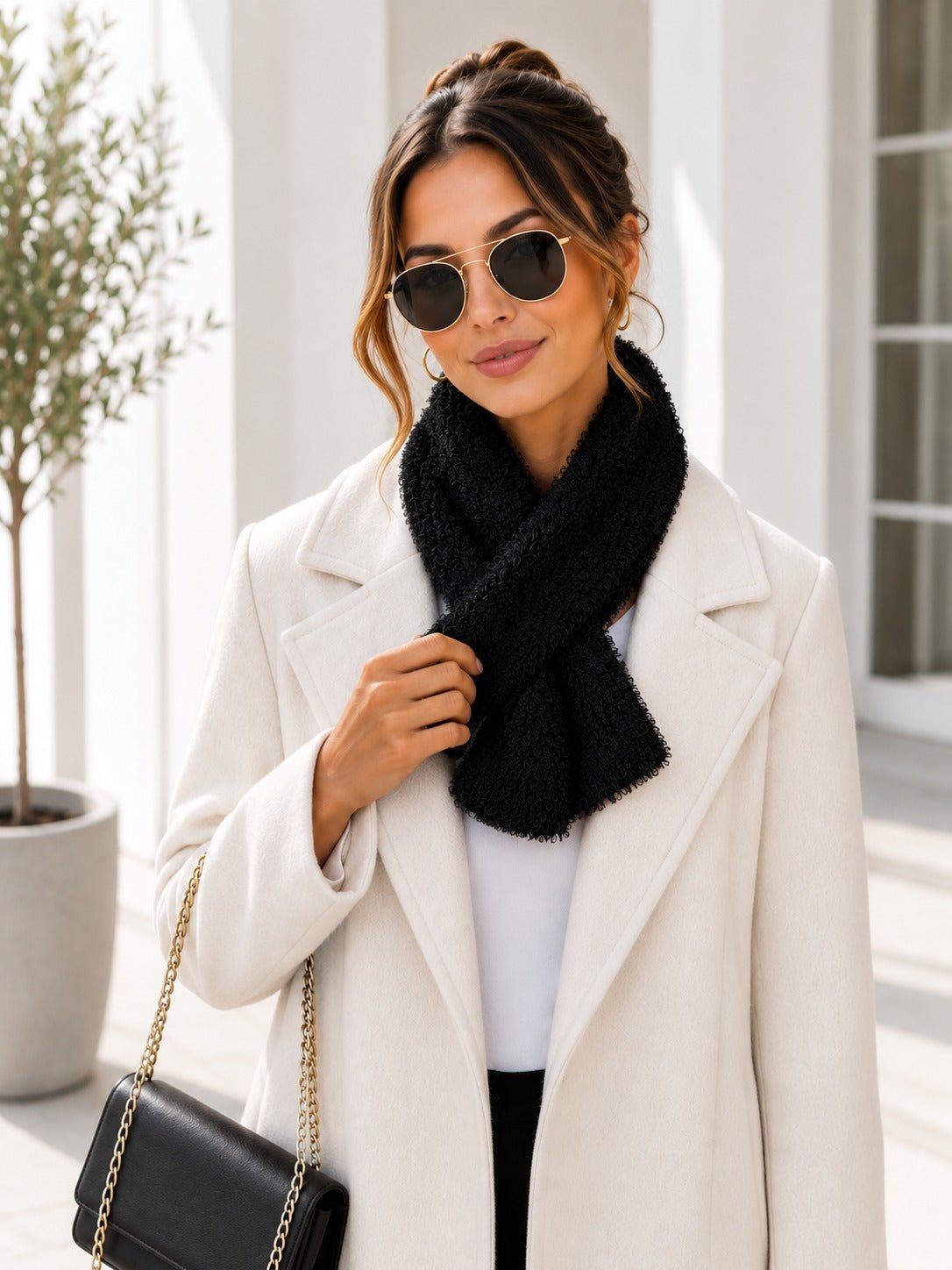 Ladies Faux Fur Tubular Scarf- Black - StylePhase SA