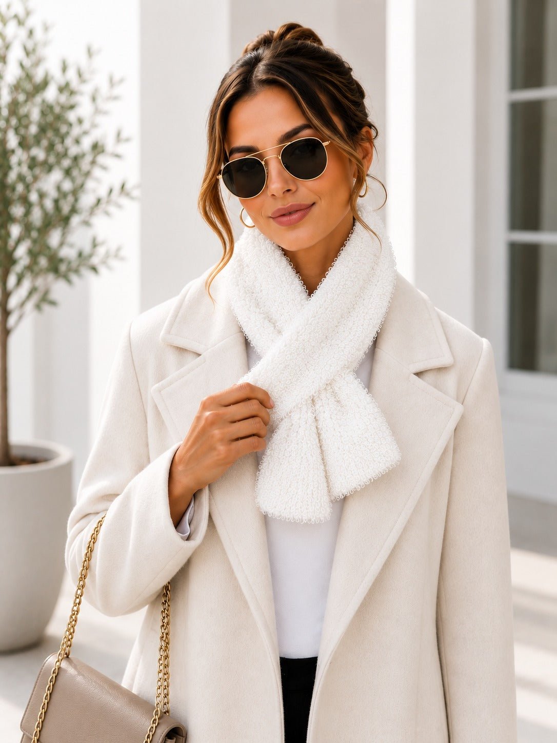 Ladies Faux Fur Tubular Scarf-Cream - StylePhase SA