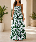 Ladies Green And White Patterned Maxi Dress - StylePhase SA