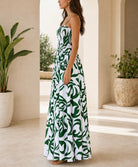 Ladies Green And White Patterned Maxi Dress - StylePhase SA