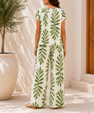 Ladies Green Botanical Print Two Piece Set - StylePhase SA