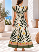 Ladies Green Fern Print Maxi Dress - StylePhase SA