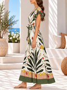 Ladies Green Fern Print Maxi Dress - StylePhase SA