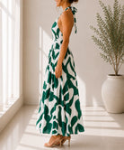 Ladies Green Halter Neck Printed Maxi Dress - StylePhase SA