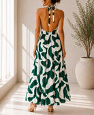 Ladies Green Halter Neck Printed Maxi Dress - StylePhase SA