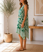 Ladies Green Tassel Tie Midi Dress - StylePhase SA