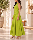 Ladies Green Zip Back Button Front Dress - StylePhase SA